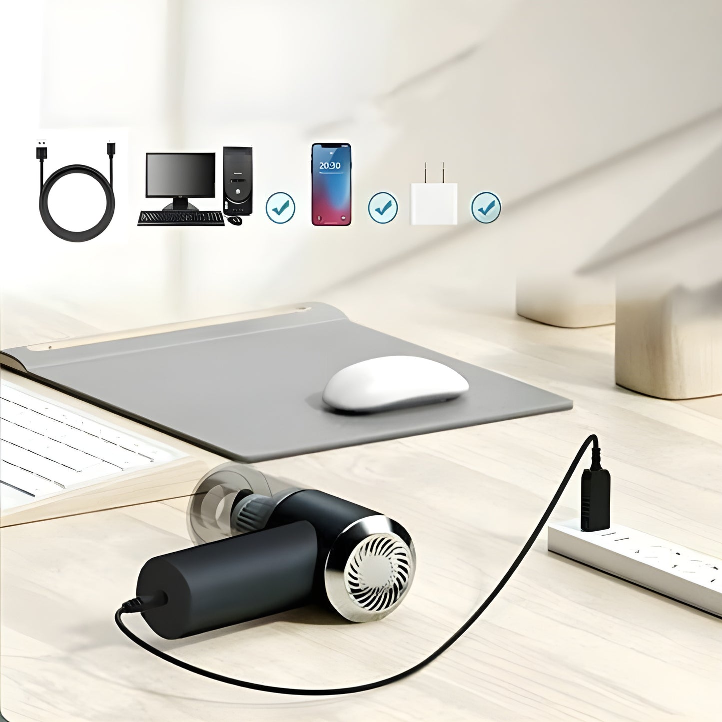 Portable Wireless Air Duster & Mini Vacuum Cleaner